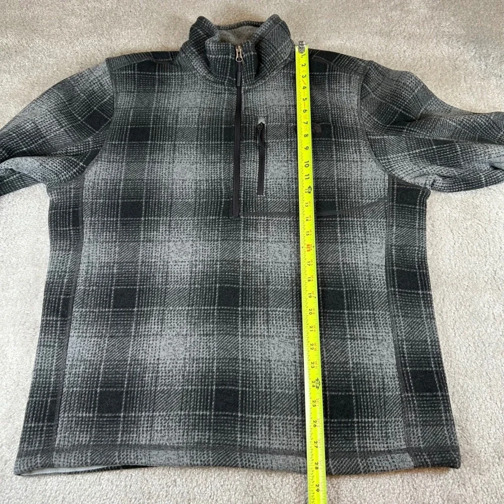 The North Face Gordon Lyons Mens Grey Plaid Quarter Zip Fleece Pullover Jacket L